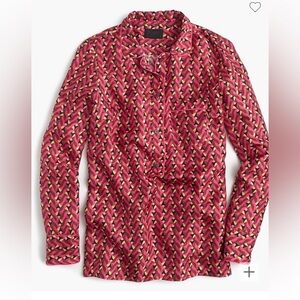 J.Crew Collection Satin Pajama Top in Ratti® hibiscus herringbone print size 0